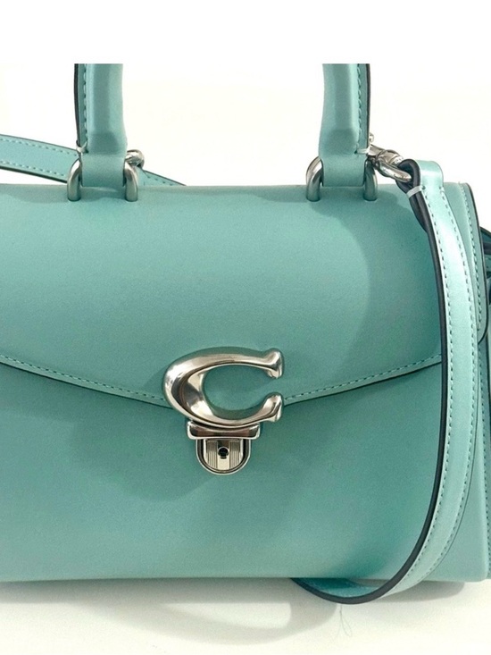 Coach Handbags - Coach Pebble Leather Satchel in Mint Green with Silver Hardware